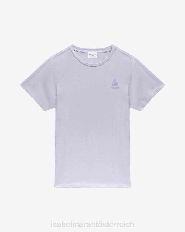 Kleidung Isabel Marant Baumwoll-T-Shirt mit Aby-Logo Lavendel Frauen 688F441