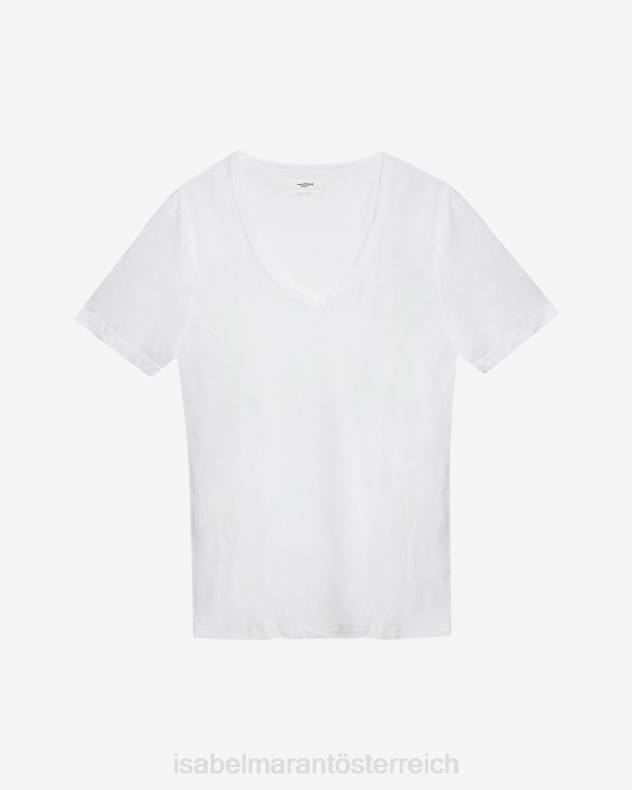 Kleidung Isabel Marant Kranger T-Shirt mit V-Ausschnitt Weiß Frauen 688F445