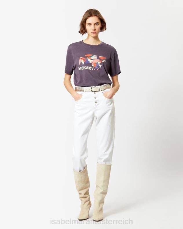 Kleidung Isabel Marant T-Shirt mit Zewel-Logo Mitternacht/Orange Frauen 688F446